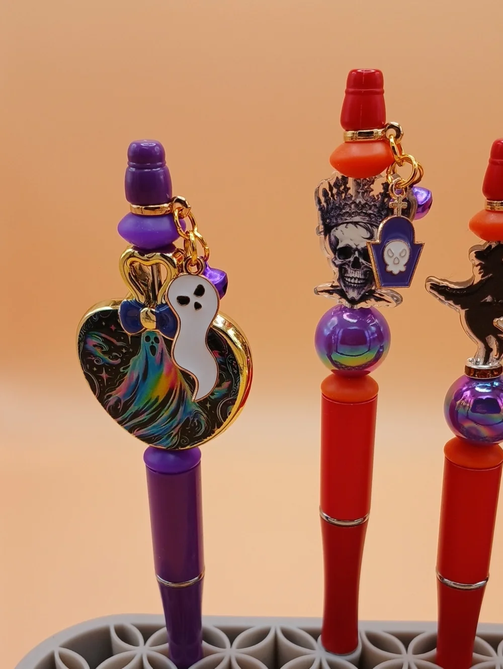 Halloween Charm Pens - Purple & Red (Set of 4)